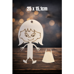 Dziewczynka 25cm, zarys, z otworem, sklejka 3mm